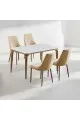 طقم طاولة طعام بديل رخام مع 4 كراسي خشبي 130×80×75سم 