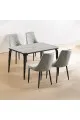 طقم طاولة طعام بديل رخام مع 4 كراسي رمادي 130×80×75سم 