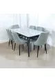 طقم طاولة طعام بديل رخام مع 6 كراسي رمادي 150×90×75سم 