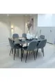 طقم طاولة طعام سيراميك اسود   6 كراسي رمادي 150×90×73سم