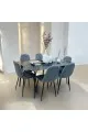 طقم طاولة طعام سيراميك اسود   6 كراسي رمادي 150×90×73سم
