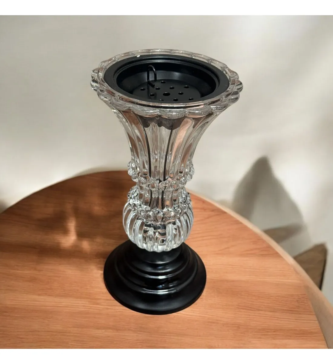 مبخرة زجاج شفاف وغطاء اسود 23×13×13سم 