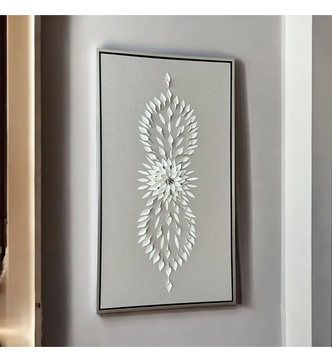 لوحة فنية -هندسية جبسية باطار شامبين 100×180سم  (المنتج تفصيل )