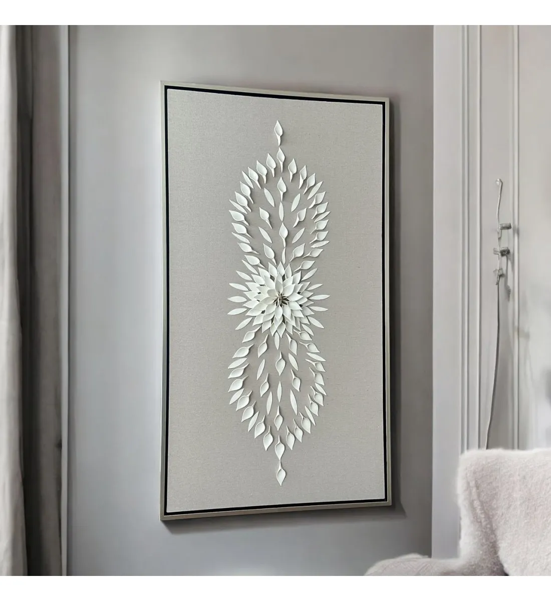 لوحة فنية -هندسية جبسية باطار شامبين 100×180سم  (المنتج تفصيل )