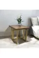  طاولة خدمة استيل خشب فردي ذهبي 55×55×55سم 