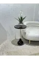 طاولة جانبيي خشب بيديستال بسطح خشبي بني غامق 60×36×36سم 