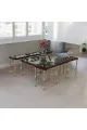 طقم طاولة خدمة بزجاج  قاعده حديد ماكس (شامبين)  7 قطعة (منتج تفصيل )