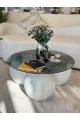 طاولة قهوه سطح زجاج الكور جبس 90×90×42سم 