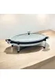 سخان بوفية صحن تقديم سيراميك لتسخين الطعام مزود بغطاء بتصميم فريد 36×26×12سم 