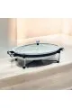 سخان بوفية صحن تقديم سيراميك لتسخين الطعام مزود بغطاء بتصميم فريد 40×28×12سم 