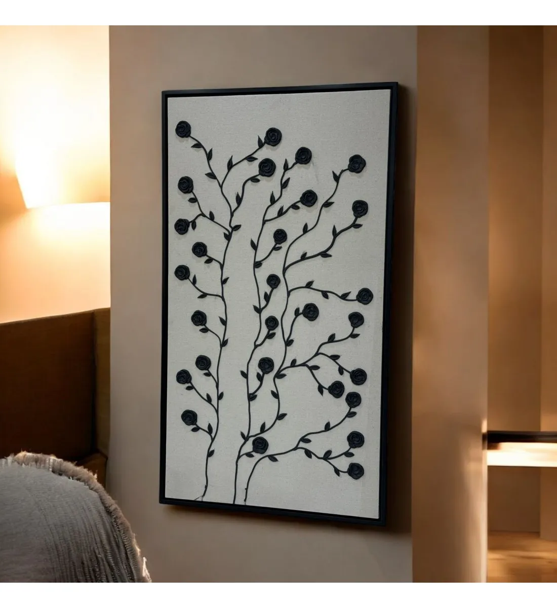 لوحه زينة حائط جبس اطار اسود (ماكس)100×180سم (المنتج تفصيل )