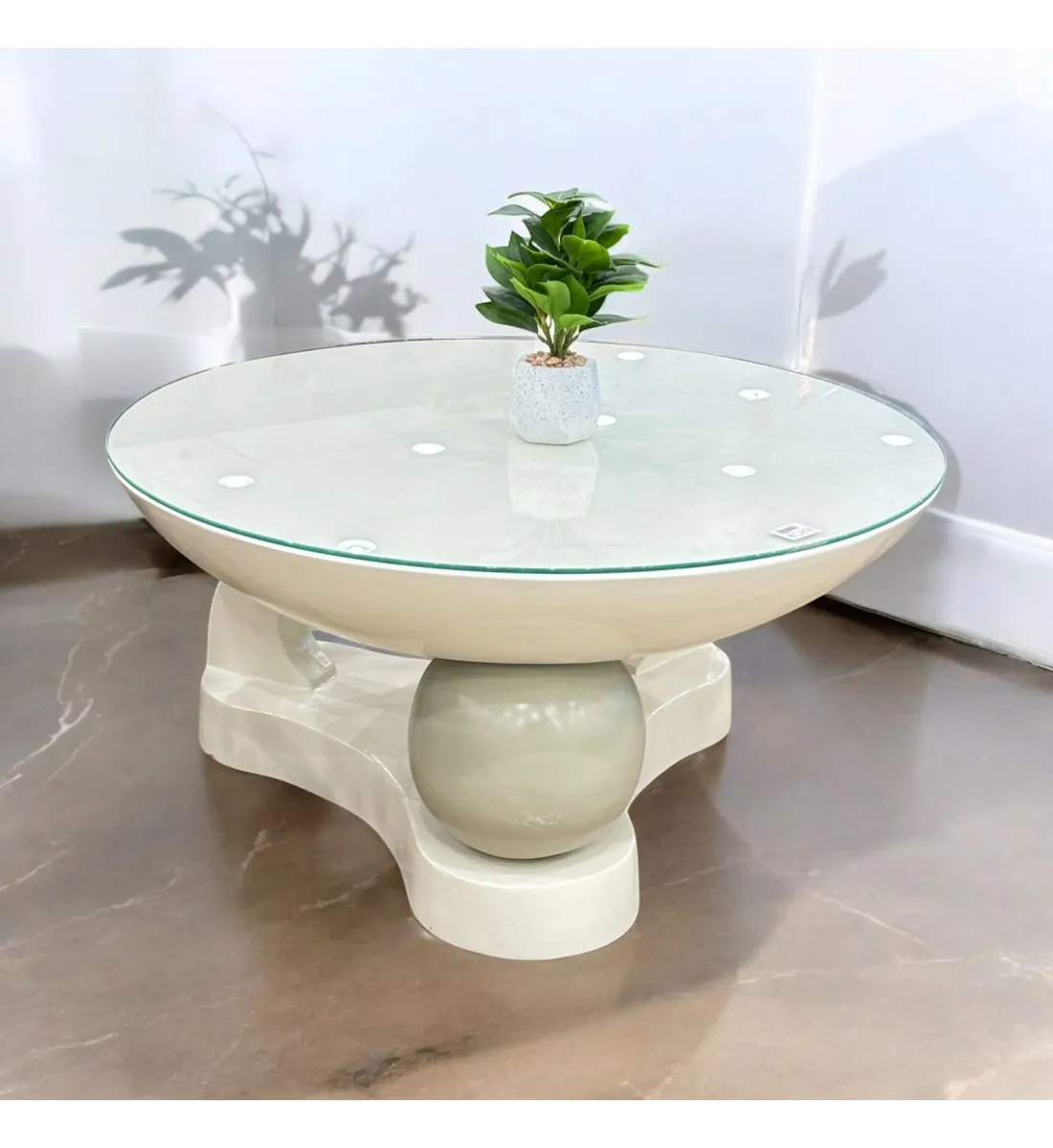طاوله اساسيه مفرد زجاج ابيض 80×80×40سم 