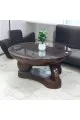 طاوله اساسيه مفرد زجاج بني 80×80×40سم 
