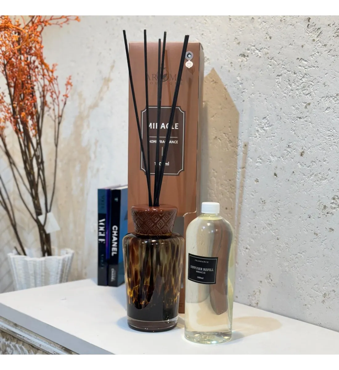 فواحه عطرية مع عيدان زجاج 1000مل برائحه ( MIRACK) HOME FRAGRANCE