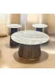 طقم طاولات قهوه وتقديم خشب هندي سطح رخام 2+1