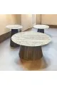طقم طاولات قهوه وتقديم خشب هندي سطح رخام 2+1