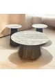 طقم طاولات قهوه وتقديم خشب هندي سطح رخام 2+1