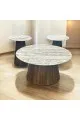 طقم طاولات قهوه وتقديم خشب هندي سطح رخام 2+1