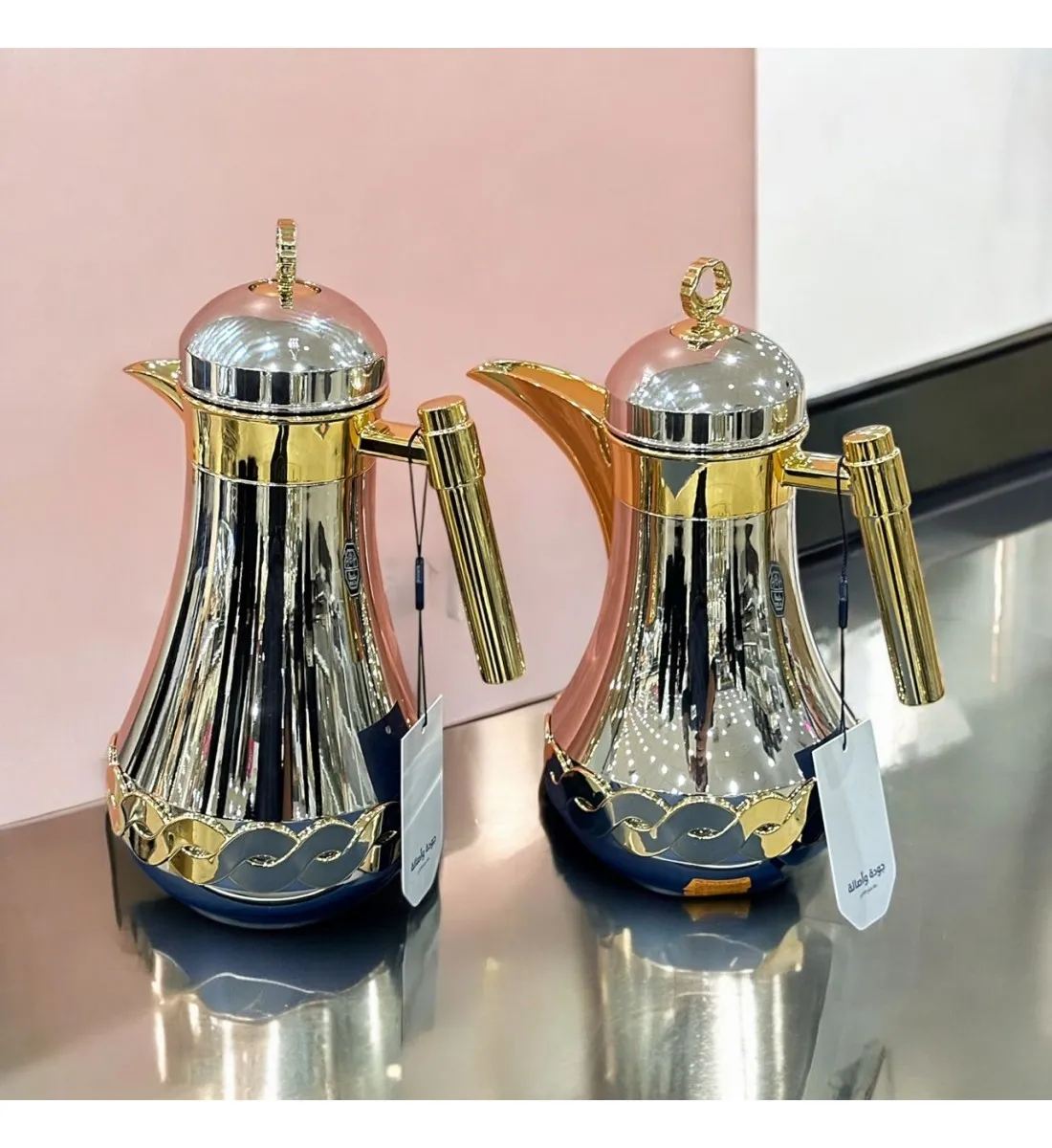طقم ترمس فضي ذهبي 2قطع 
