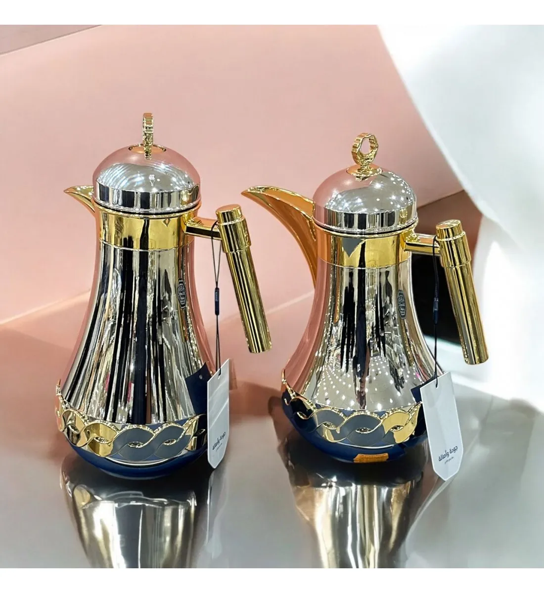 طقم ترمس فضي ذهبي 2قطع 