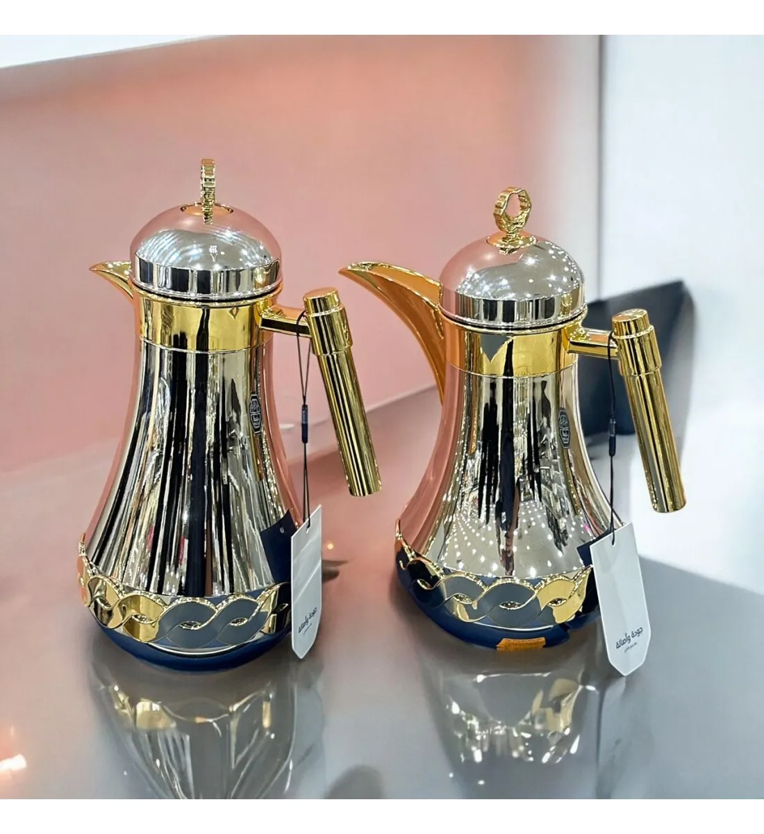 طقم ترمس فضي ذهبي 2قطع 