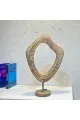 قطعة ديكور قش بقاعدة خشب وعمود حديد46×32×11سم 