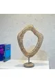 قطعة ديكور قش بقاعدة خشب وعمود حديد46×32×11سم 
