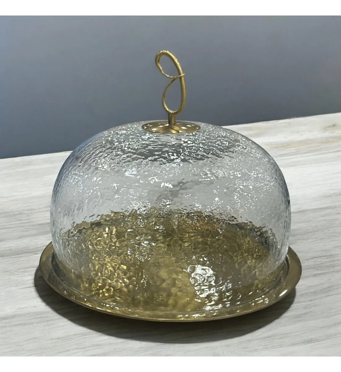 صحن تقديم استانلس استيل  بغطاء زجاج 28×28×26سم 