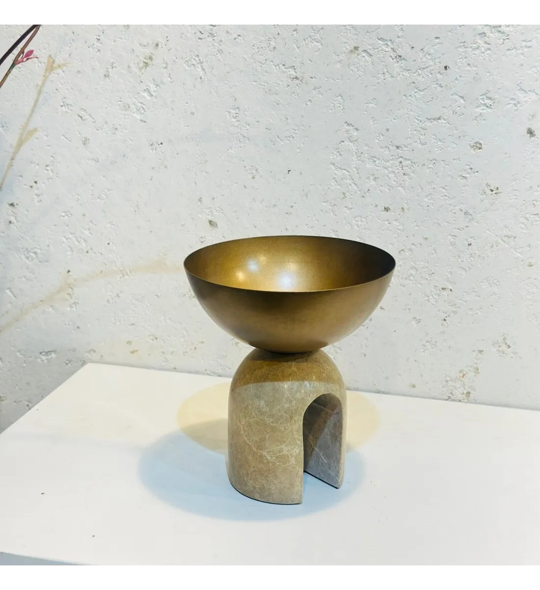 صينية معدنية مستديرة مع رخام19×17×17سم 