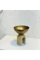 صينية معدنية مستديرة مع رخام19×17×17سم 