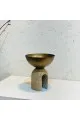 صينية معدنية مستديرة مع رخام19×17×17سم 