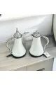 طقم ترمس شاي وقهوة  ابيض كروم 2قطع 