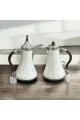 طقم ترمس شاي وقهوة  ابيض كروم 2قطع 