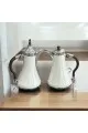 طقم ترمس شاي وقهوة  ابيض كروم 2قطع 