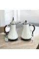 طقم ترمس شاي وقهوة  ابيض كروم 2قطع 