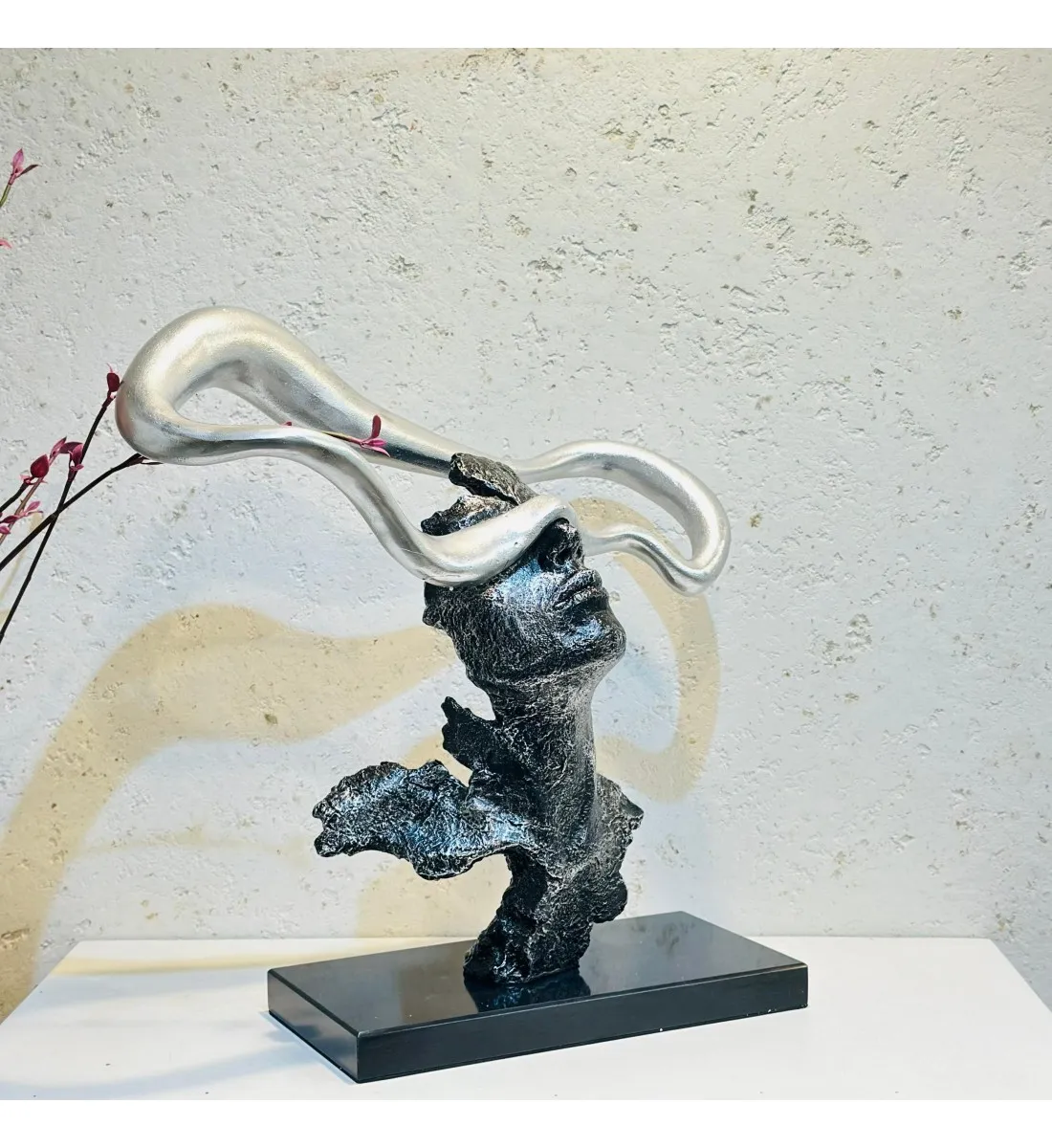 زينة ديكور بتصميم نحت  تجريدي قاعده رخام  -46×44×16سم