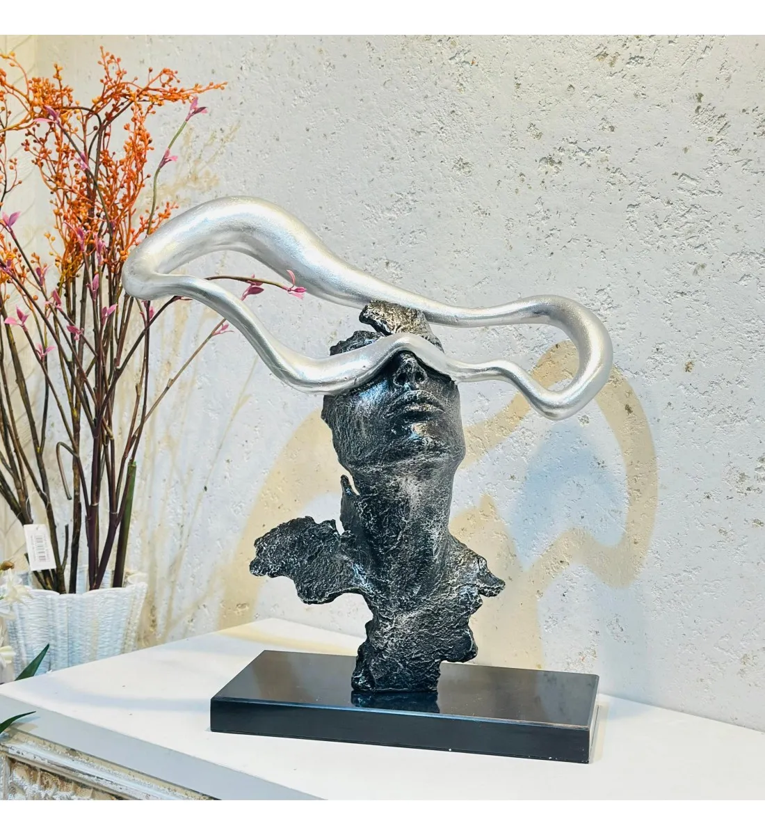 زينة ديكور بتصميم نحت  تجريدي قاعده رخام  -46×44×16سم