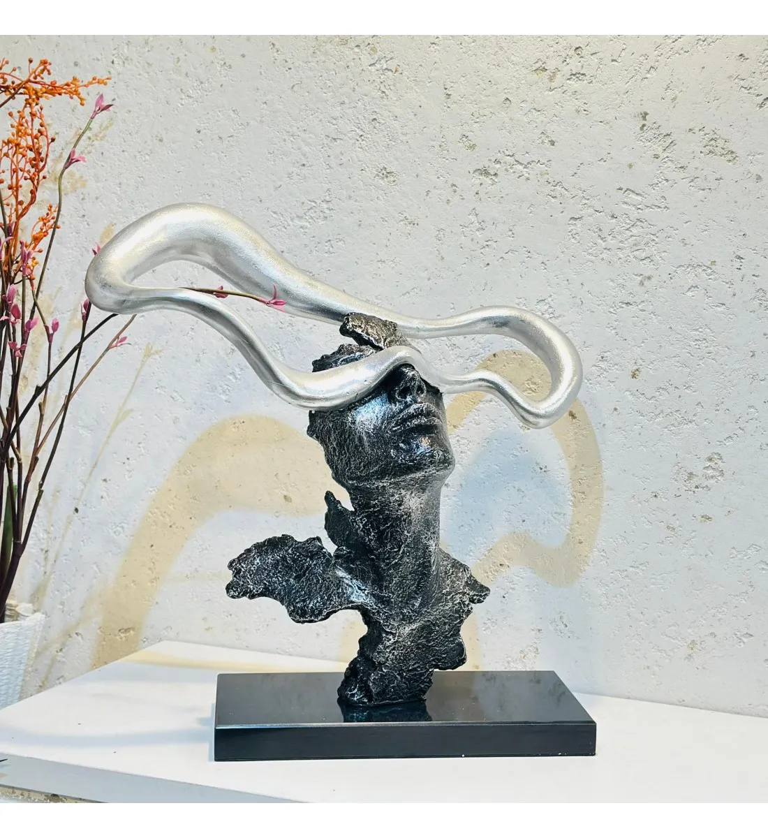 زينة ديكور بتصميم نحت  تجريدي قاعده رخام  -46×44×16سم