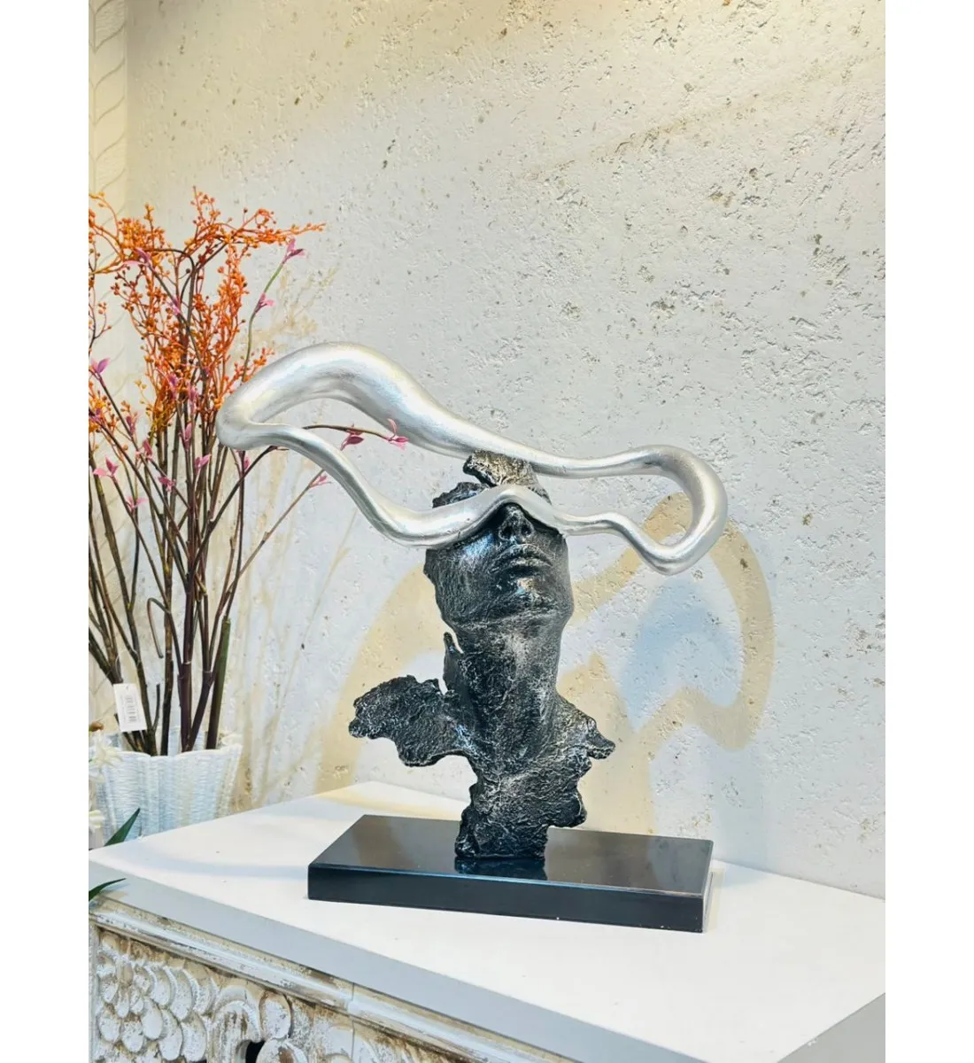 زينة ديكور بتصميم نحت  تجريدي قاعده رخام  -46×44×16سم