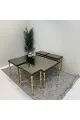 طقم طاولات 5 قطع سطح مرايا قاعده حديد لون ذهبي