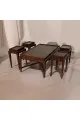 طقم طاولات 5قطع سطح قشرة الجوز الطبيعي قاعده خشب