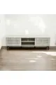طاوله تلفزيون خشب رمادي مع قواعد معدن160 ×40×48سم 