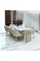 طقم طاولة طعام من الرخام 8 كراسي – 200×100×75سم – أبيض ملون