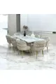 طقم طاولة طعام من الرخام 8 كراسي – 200×100×75سم – أبيض ملون
