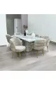 طقم طاولة طعام من الرخام 8 كراسي – 200×100×75سم – أبيض ملون