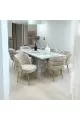 طقم طاولة طعام من الرخام 8 كراسي – 200×100×75سم – أبيض ملون
