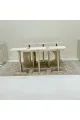 طقم طاولات 7قطع سطح بديل الرخام قاعده خشب لون مكس