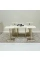 طقم طاولات 5قطع سطح  ناعم بديل الرخام قاعده خشب لون مكس