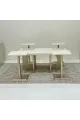 طقم طاولات 5قطع سطح  ناعم بديل الرخام قاعده خشب لون مكس