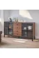 دولاب بوفيه خشبي غامق 160×84×40سم 